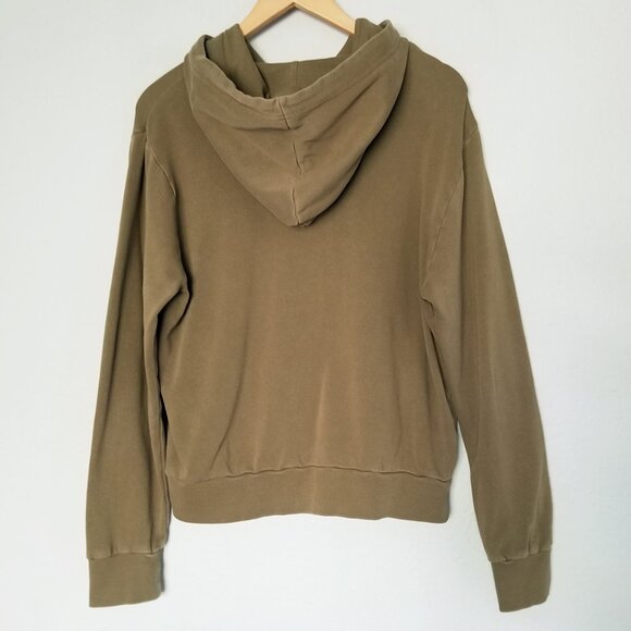 O'Niell Offshore Cotton Fleece Graphic Hoodie M Olive Green Mushroom Flower Boho - Picture 8 of 16